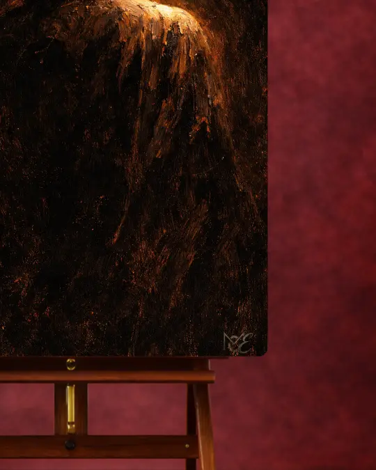 The Solipsist’s Ember floating frame edge detail showcasing high craftsmanship