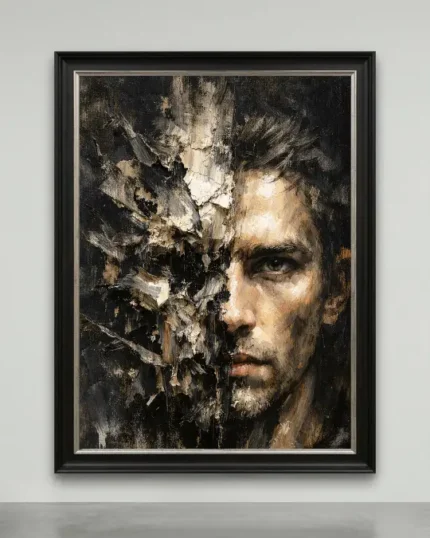 Exclusive dark academia portrait to buy abstract realism expressive anatomy canvas 1/1 for luxury private interiors.