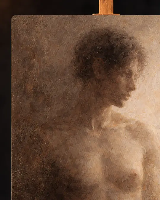 Echoes of the Umber Reverie Premium Canvas Texture Detail