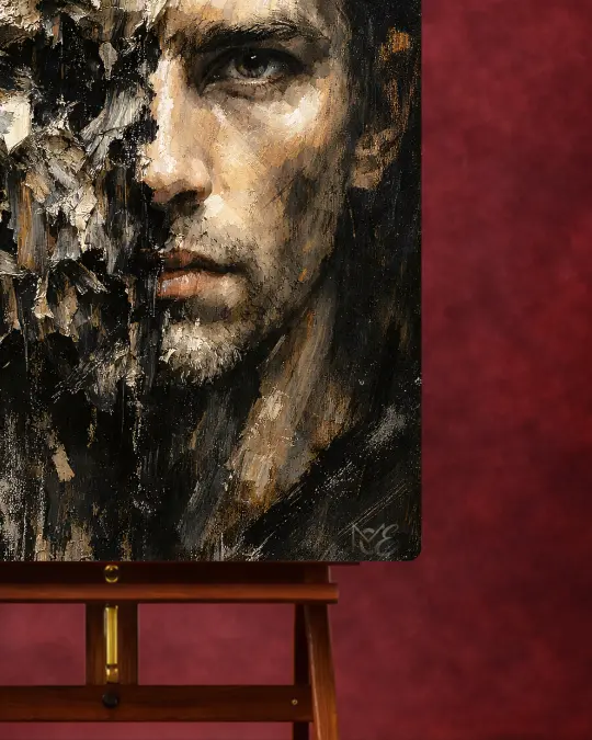 Fractured Stoicism floating frame edge detail showcasing craftsmanship