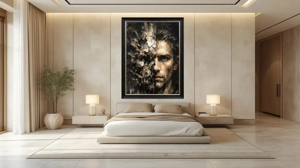 Master bedroom curated fine art