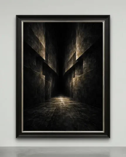 The Gilded Passage luxury abstract canvas in Neo-Deco structural and spatial abstraction style