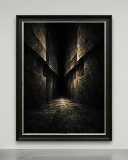 The Gilded Passage luxury abstract canvas in Neo-Deco structural and spatial abstraction style