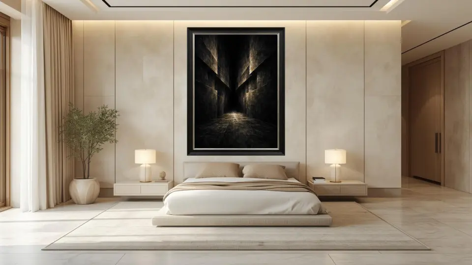 The Gilded Passage in master bedroom fine art decor