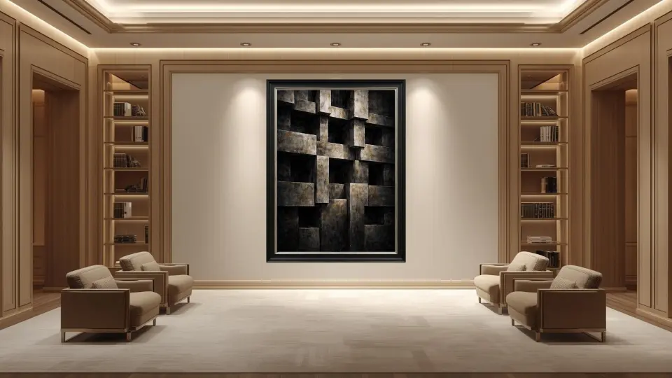 Executive office and library fine art decor