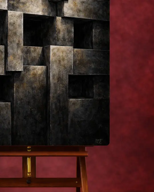 Floating frame edge detail showcasing masterful craftsmanship