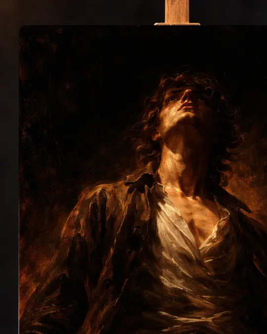 The Promethean Reverie Premium Canvas Texture Detail