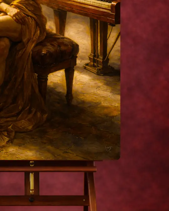 Nocturne of Flesh and Ivory Floating Frame Edge Detail