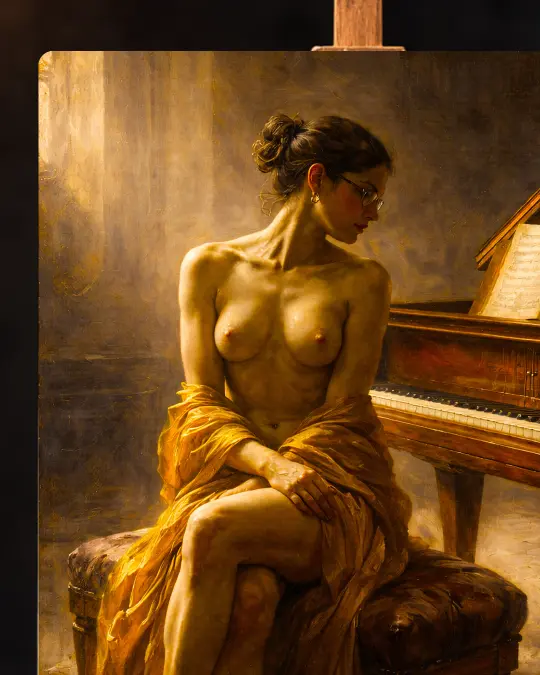 Nocturne of Flesh and Ivory Premium Canvas Texture Detail