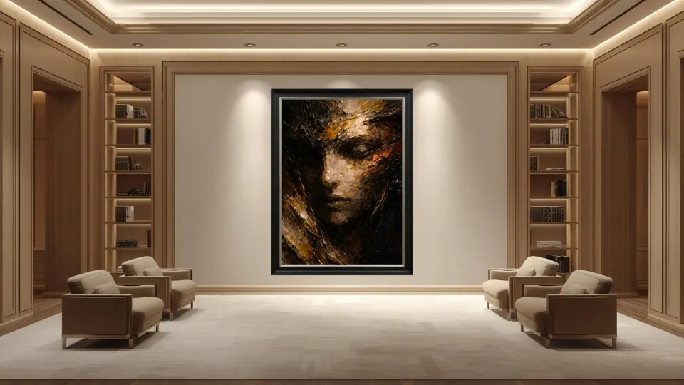 Eidolon of Ember Silence in an executive office library decor