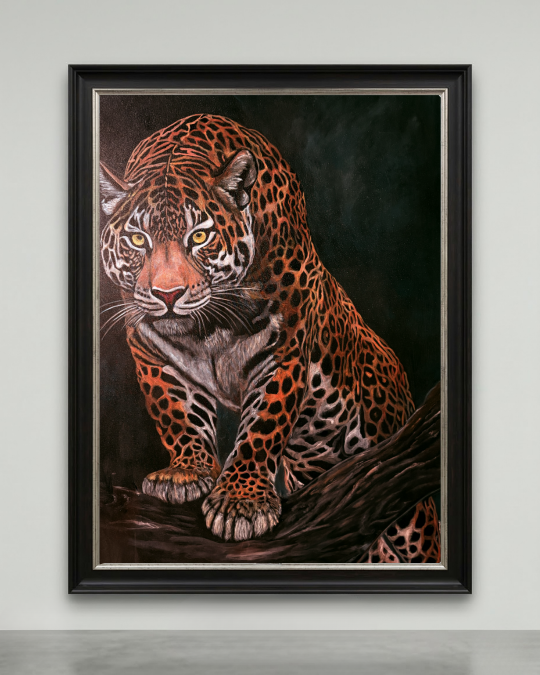 luxury jaguar canvas art hand painted oil and mixed media artwork