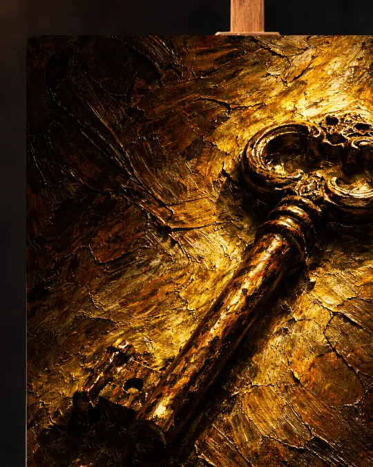 Antique key canvas texture detail