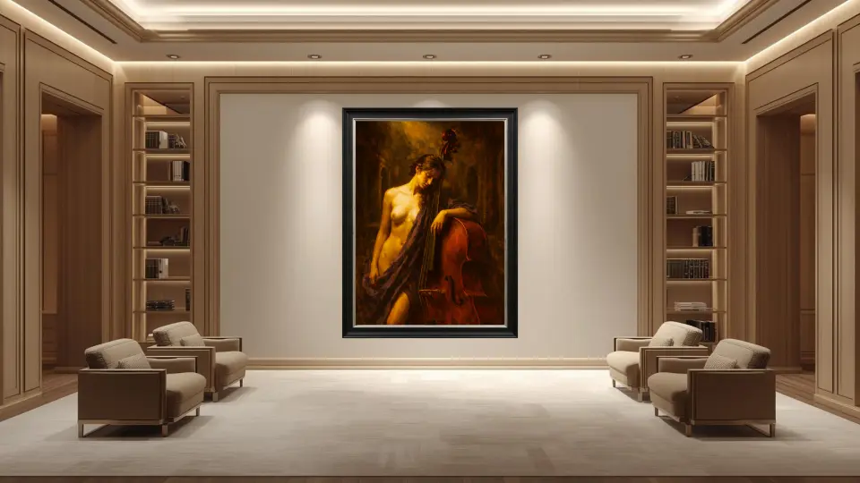 Nocturne of the Silent Cello in executive office library decor