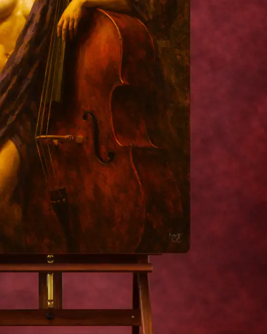 Nocturne of the Silent Cello floating frame edge detail