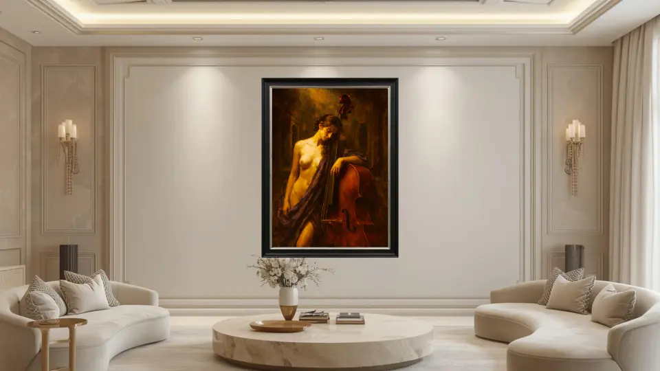 Nocturne of the Silent Cello in luxury living room interior
