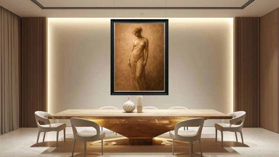 Sepulchral Grace of the Silent Muse in a formal dining room