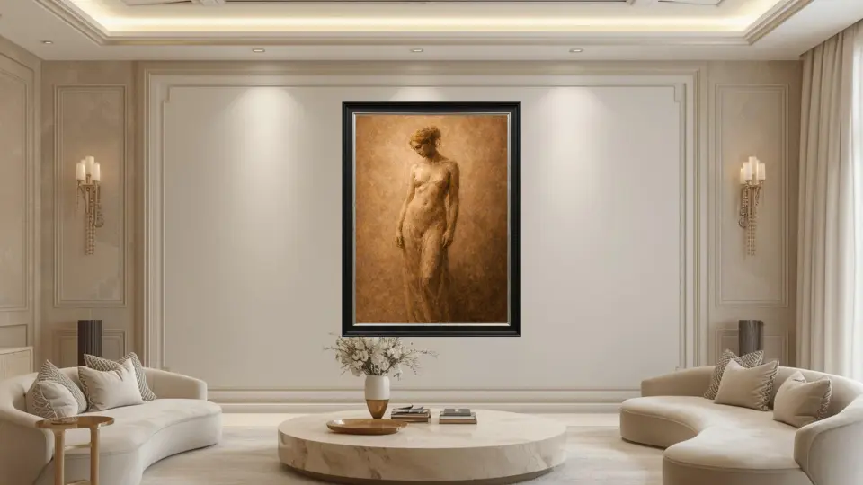 Architectural Resonance of Sepulchral Grace of the Silent Muse in a luxury living room